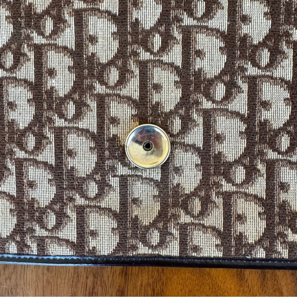 Vintage 70s Christian Dior Clutch Flap Bag Envelope Trotter Brown Logo Monogram - Picture 12 of 15